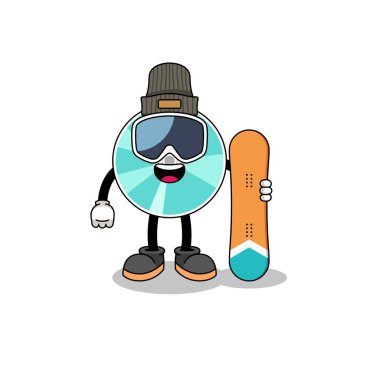 Optik disk karikatürü Snowboard oyuncusu, karakter tasarımı