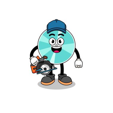 Bir ahşap işçisi olarak görsel disk çizimi, karakter tasarımı