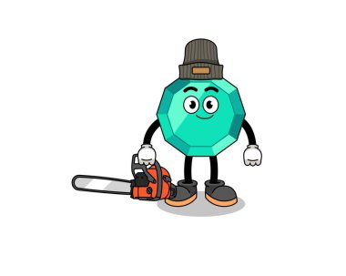 Zümrüt mücevher çizim karikatürü oduncu, karakter tasarımı