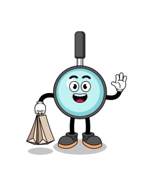 Büyüteç alışverişi çizgi filmi, karakter tasarımı.