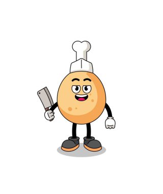 Kasap olarak kızarmış tavuğun maskotu, karakter tasarımı.