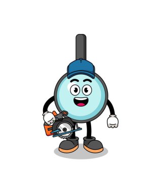 Ahşap işçisi olarak büyüteç çizimi, karakter tasarımı