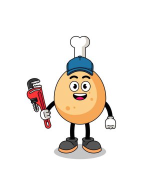 Tesisatçı olarak kızarmış tavuk çizimi, karakter tasarımı.
