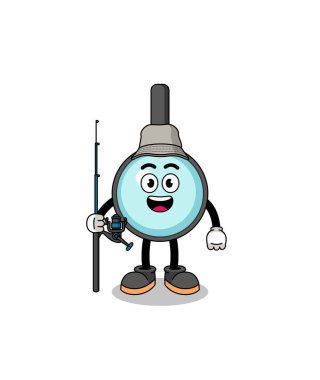 Büyüteç balıkçısının maskotluk tasarımı, karakter tasarımı
