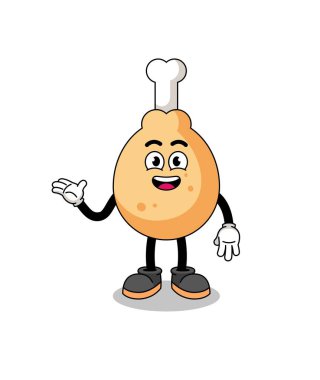 Hoş geldin pozlu kızarmış tavuk çizgi filmi, karakter tasarımı.