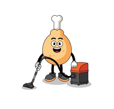 Kızarmış tavuğun karakter maskotu elektrikli süpürge, karakter tasarımı