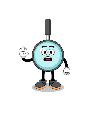 Büyüteç çizgi film çizimi Stop hand, karakter tasarımı