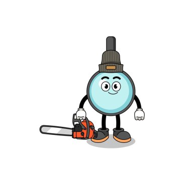 Büyüteç çizim karikatürü bir oduncu, karakter tasarımı