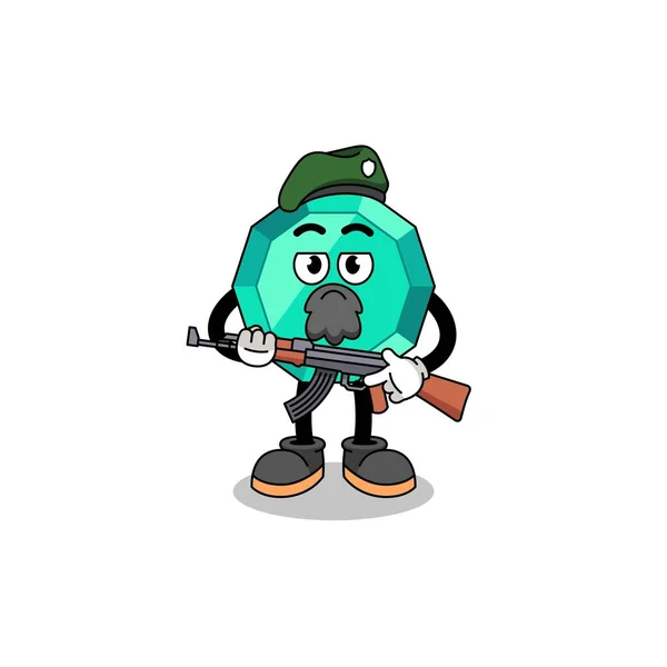 Character Cartoon Emerald Gemstone Special Force Character Design — ストックベクタ