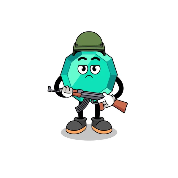 Cartoon Emerald Gemstone Soldier Character Design — Stock vektor