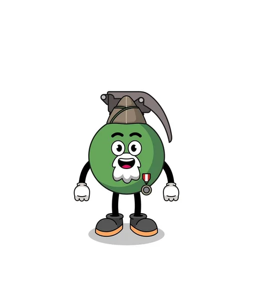 Character Cartoon Grenade Veteran Character Design — Stock Vector