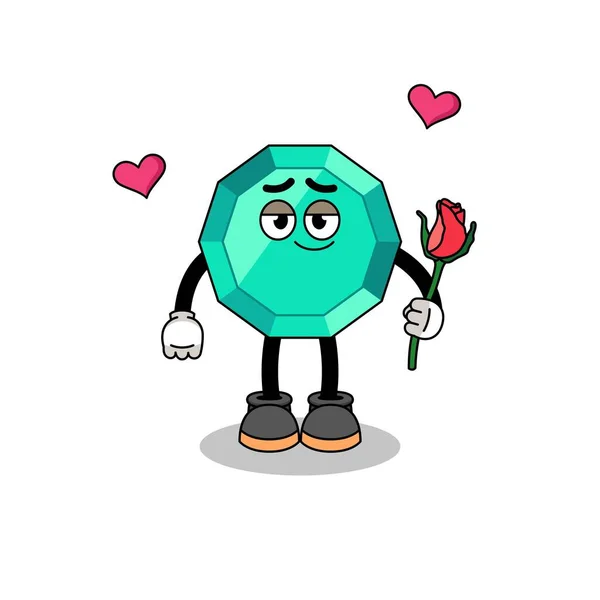 Emerald Gemstone Mascot Falling Love Character Design — Διανυσματικό Αρχείο