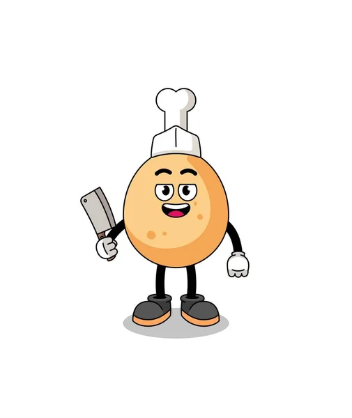 Mascotte Poulet Frit Comme Boucher Character Design — Image vectorielle