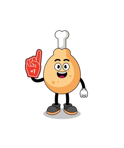 Mascota Dibujos Animados Pollo Frito Número Fans Diseño Personajes — Vector de stock