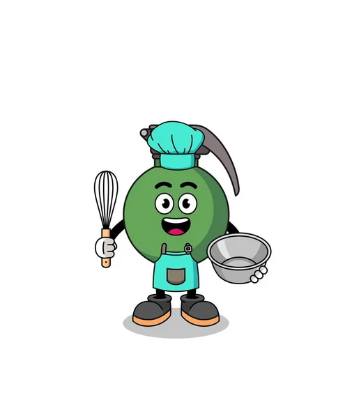 Illustration Grenade Bakery Chef Character Design — Stok Vektör
