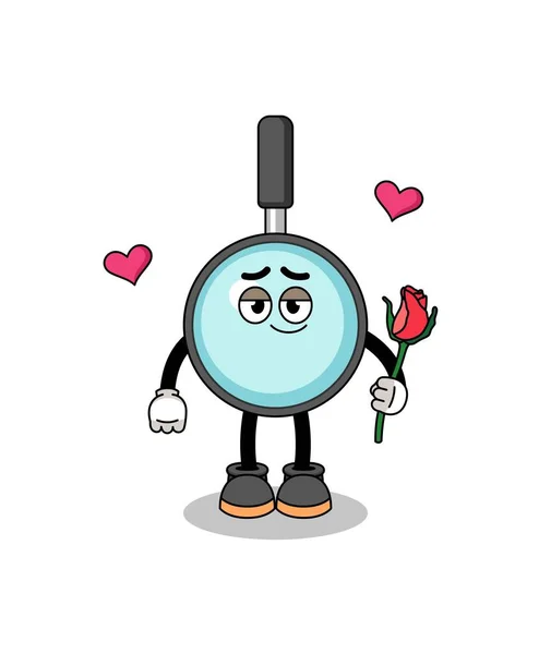 Magnifying Glass Mascot Falling Love Character Design — Διανυσματικό Αρχείο