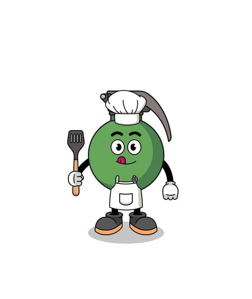 Mascotte Illustration Chef Grenade Character Design — Image vectorielle