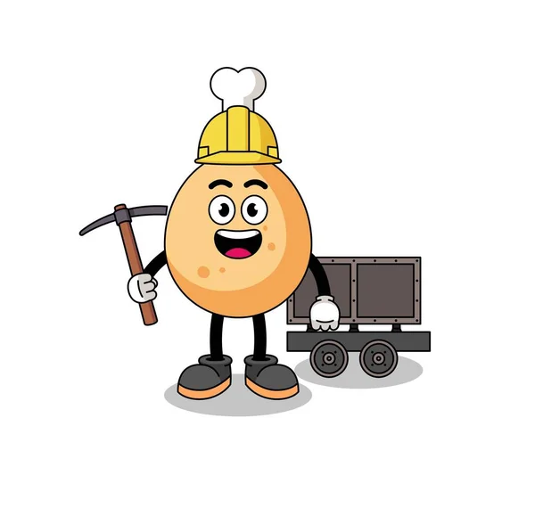 Mascot Illustration Fried Chicken Miner Character Design — Stock Vector