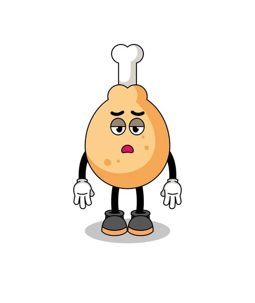 Fried Chicken Cartoon Fatigue Gesture Character Design — ストックベクタ