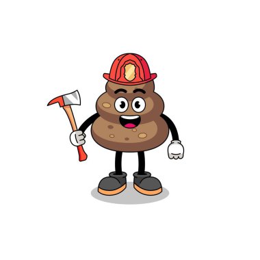 Kaka itfaiyecisinin çizgi film maskotu, karakter tasarımı.