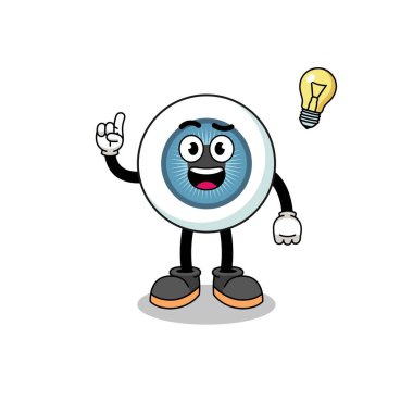 Düşünce pozu veren göz karikatürü, karakter tasarımı