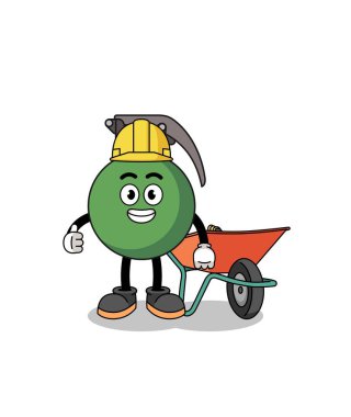 Müteahhit olarak el bombası karikatürü, karakter tasarımı