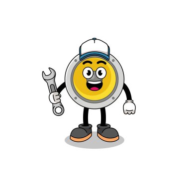 Bir mekanik, karakter tasarımı olarak hoparlör çizimi