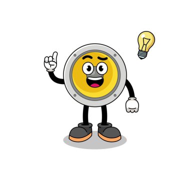 Düşünce pozu veren bir hoparlör, karakter tasarımı