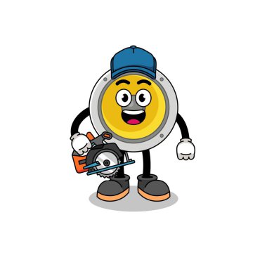 Konuşmacının ahşap işçisi olarak çizgi film çizimi, karakter tasarımı