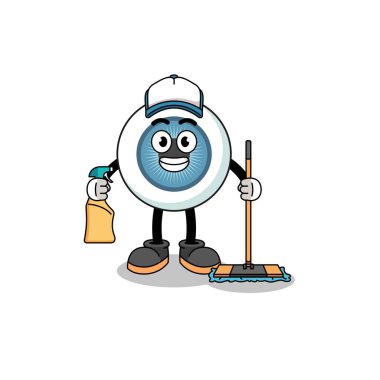 Temizlik hizmeti olarak göz küresinin karakter maskotu, karakter tasarımı