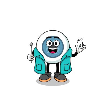 Göz maskotunun bir dişçi olarak tasviri, karakter tasarımı