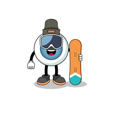 Snowboard oyuncusunun maskot karikatürü, karakter tasarımı