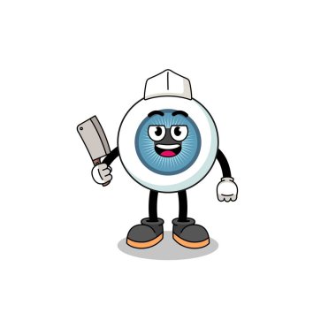 Kasap olarak göz maskotu, karakter tasarımı.