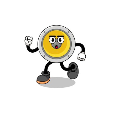 çalışan hoparlör maskotu illüstrasyonu, karakter tasarımı