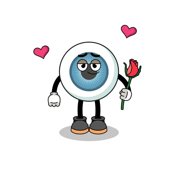 Eyeball Mascot Falling Love Character Design — Stockvector