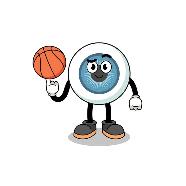 Szemgolyó Illusztráció Mint Egy Kosárlabda Játékos Karakter Design — Stock Vector