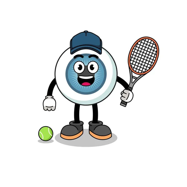 Eyeball Illustration Tennis Player Character Design — Stockvektor