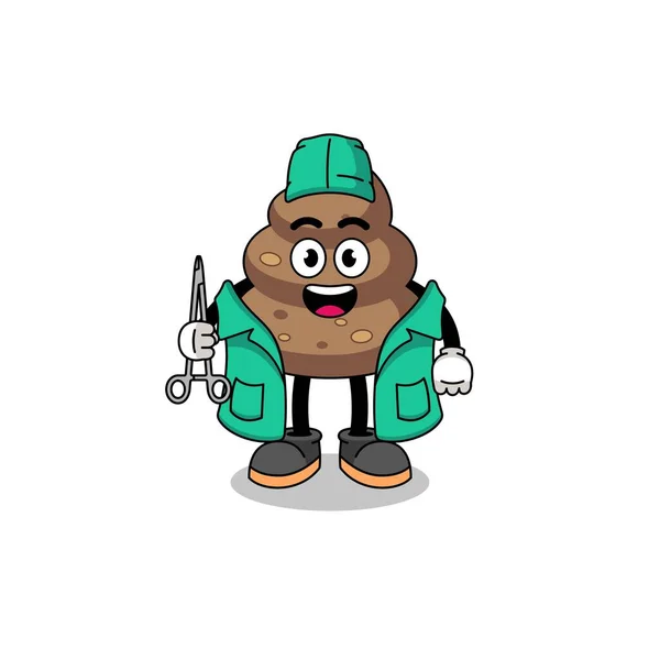 Illustration Poop Mascot Surgeon Character Design — Wektor stockowy