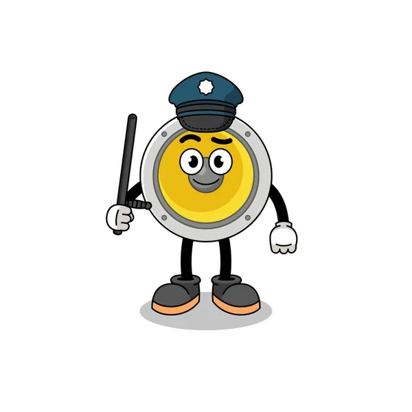 Cartone Animato Illustrazione Della Polizia Altoparlante Character Design — Vettoriale Stock