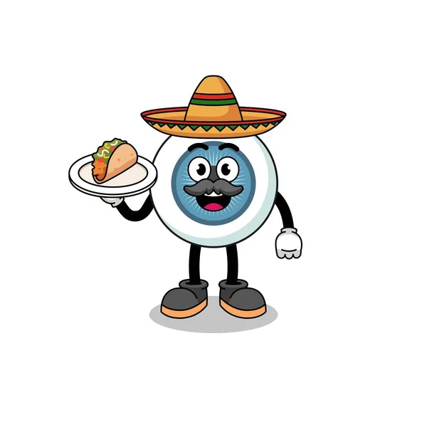 Character Cartoon Eyeball Mexican Chef Character Design — Stock vektor