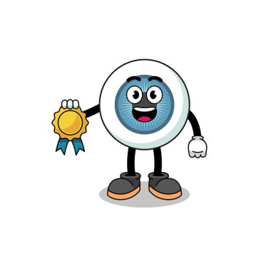 Göz karikatürü çizimi memnuniyet garantili madalya, karakter tasarımı
