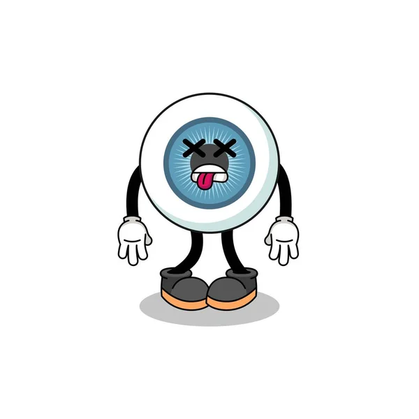 Eyeball Mascot Illustration Dead Character Design — Vector de stock