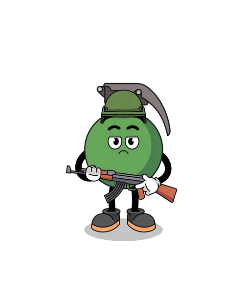 Cartoon Grenade Soldier Character Design — Wektor stockowy