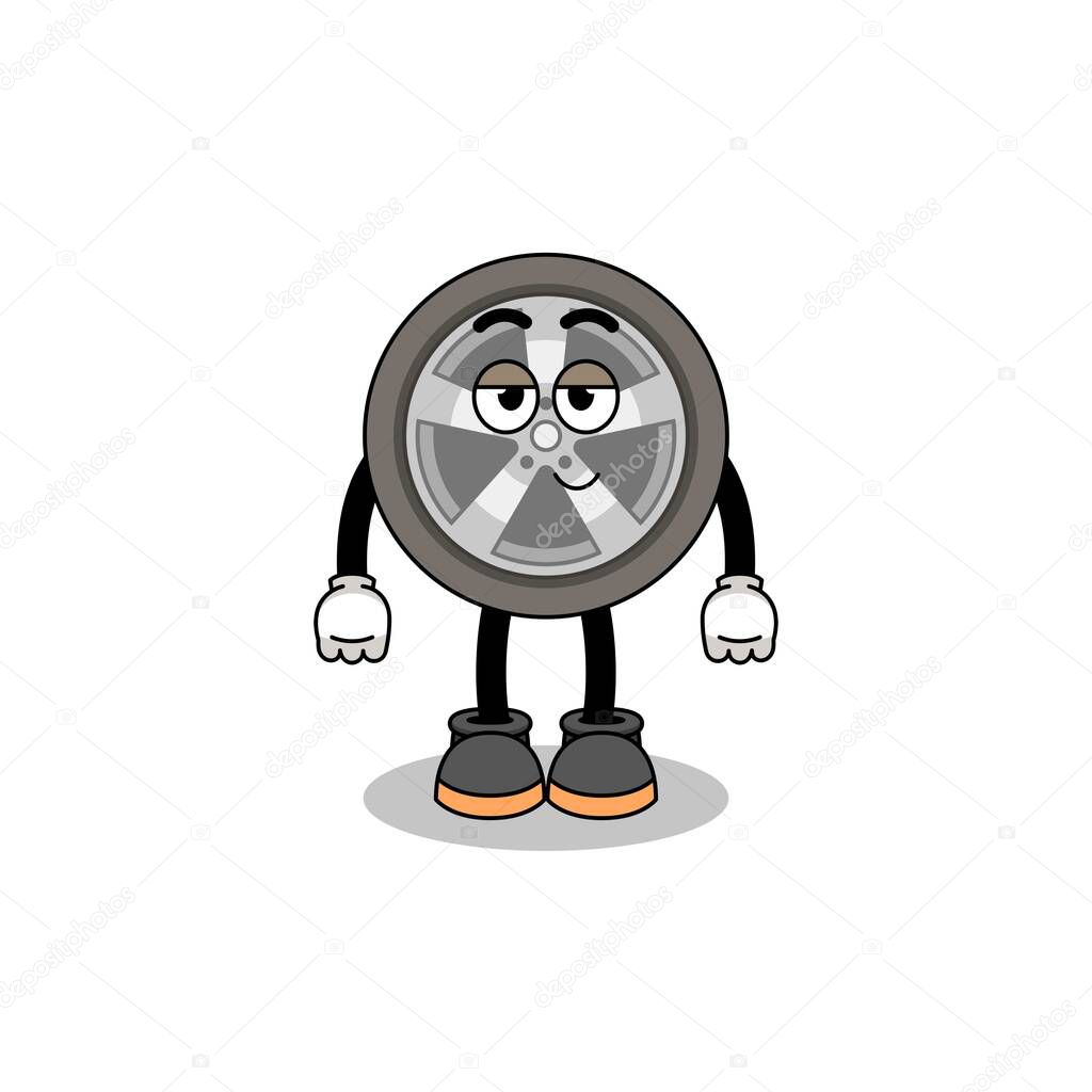 car wheel cartoon couple with shy pose , character design