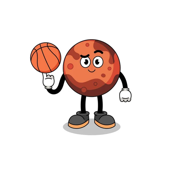Mars Gezegeni Çizimi Bir Basketbol Oyuncusu Karakter Tasarımı — Stok Vektör
