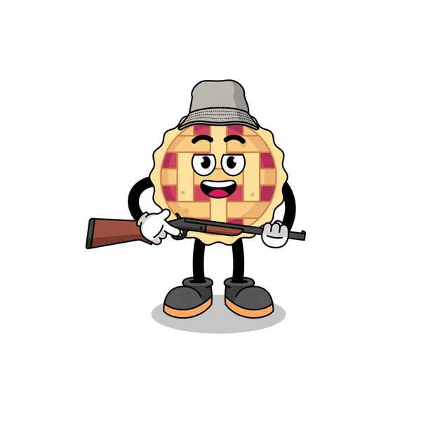 Cartoon Illustration Apple Pie Hunter Character Design — Stock Vector