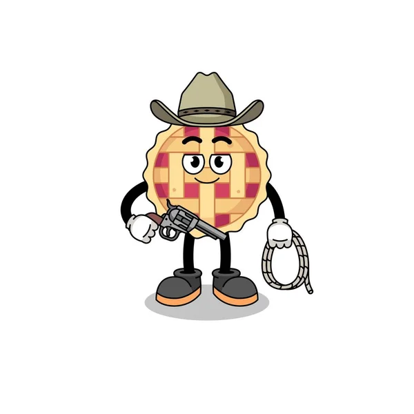 Character Mascot Apple Pie Cowboy Character Design — Stock Vector