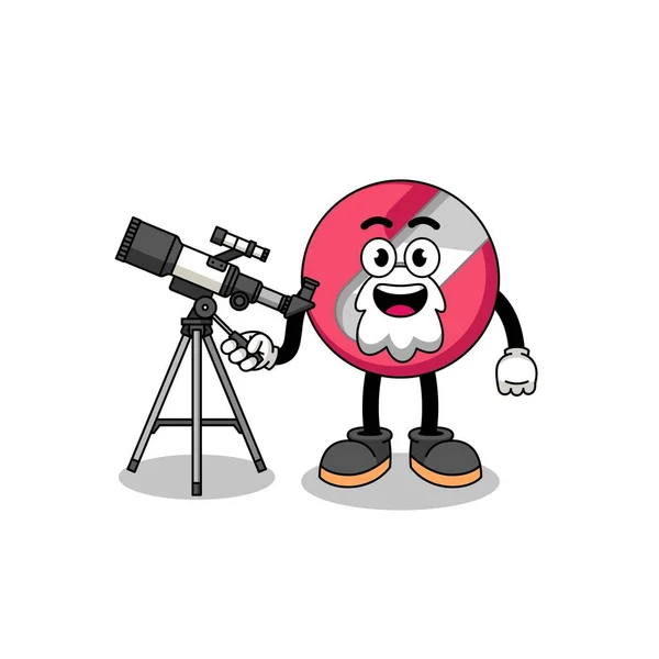 Pencil Sharpener Mascot Astronomer — Stock Vector