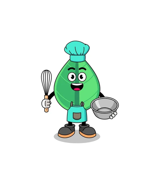 Illustration Feuille Tant Que Chef Boulangerie Character Design — Image vectorielle
