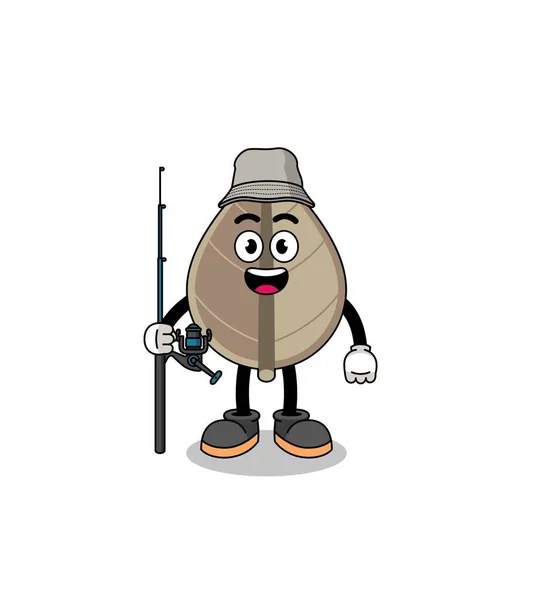 乾燥葉漁師のマスコットイラスト キャラクターデザイン — ストックベクタ
